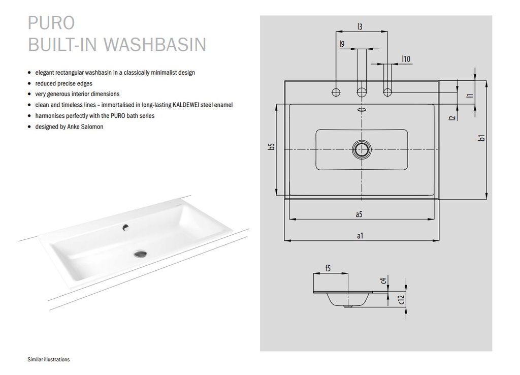 Lavabo Kaldewei Puro Biult-In Washbasin